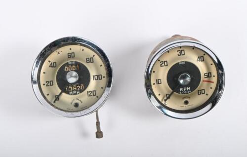 SMITHS: Two Smiths Gauges including a speedometer and tachometer, both with chrome bevelled edge, suitable for English&Acirc;&nbsp;marques such as Austin Healey