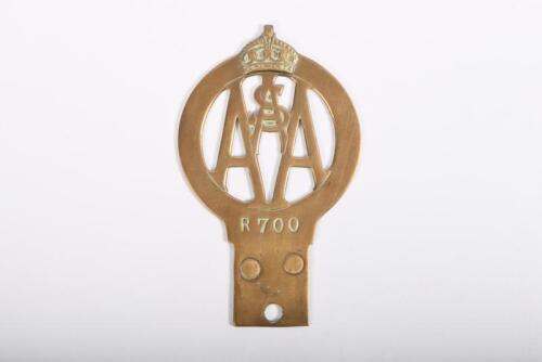 RAA SA: A brass Royal Automobile Association of S.A. car badge