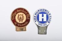 EARLY CAR CLUBS: A Willys Overland Club of Victoria badge & a enamelled Hupmobile Club badge