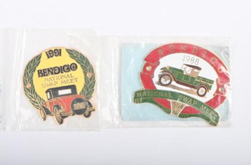 BENDIGO SWAP MEET: Two unused grille badges from the Bendigo National swap meet 1988 and 1991