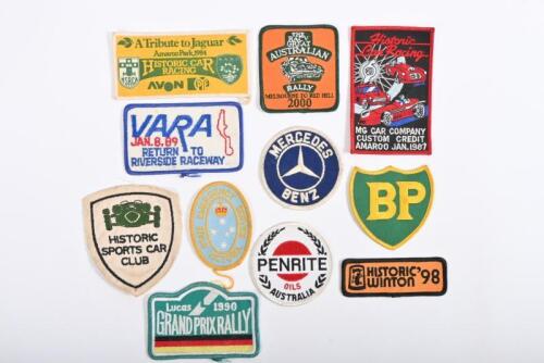 MOTORING PATCHES: A collection of 11 motoring patches including Historic Winton 1998, Lucas Grand Prix Rally 1990, The RACV Australian Rally 2000