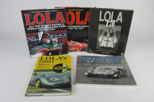 LOLA: Five books covering Lola racing history. 'Lola's First: The definitive History of the Mark 1' by David Pratley - Limited Casebound Edition, numbered 132