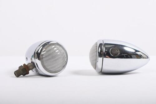 LUCAS: A pair of chromed English Lucas side lamps, 'Made in England&nbsp;Lucas 1142' stamped to base