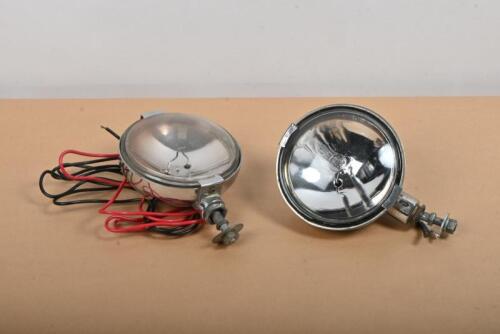 SPOTLIGHTS: A pair of vintage chrome Hella spotlights with clear 'General Electrics' lens