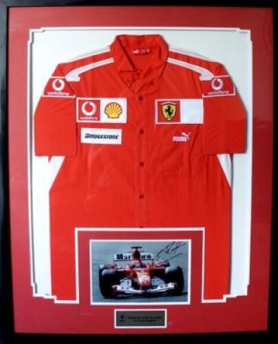 FERRARI: A Scuderia Ferrari Team shirt with photo (signed M. Schumacher)
