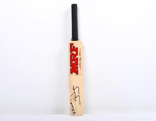 STEVE WAUGH: A mini wooden MRF cricket bat, personally inscribed and signed by Steve Waugh