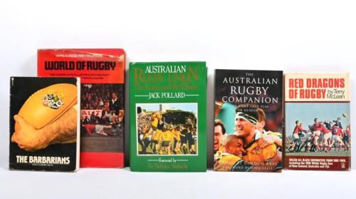 RUGBY: Six books relating to rugby, including 'THE AUSTRALIAN RUGBY COMPANION' edited by Gordon Bray, published 2002 by Penguin Books Australia, 418 pages