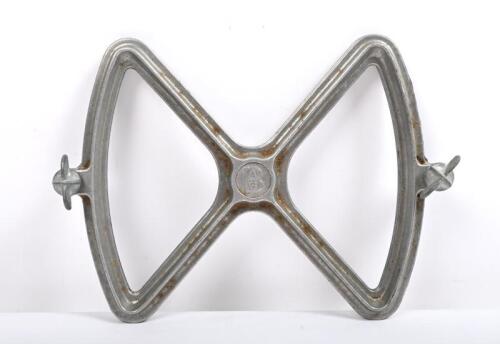 RACKET PRESS: A vintage aluminum tennis racket press, made by BAG