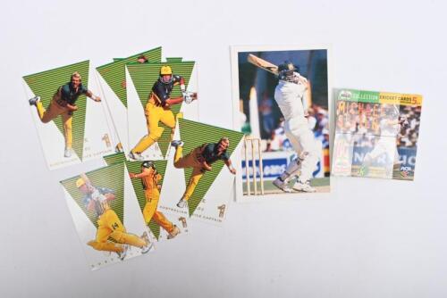 AUSTRALIAN CRICKETING: A collection of cricketing items including a Mark Waugh ACB player card, and various Select branded cricket cards