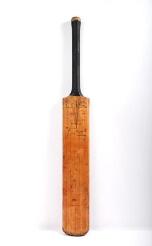 R.M. CROCKETT: An early wooden 'English Willow'&nbsp;cricket bat by R.M. Crockett & Sons makers Melbourne. Original stamping to front of the bat reads 'Crockett- Super Quality Deluxe' 'Australian XI Lindsay Hassett Autograph'&nbsp;&nbsp;