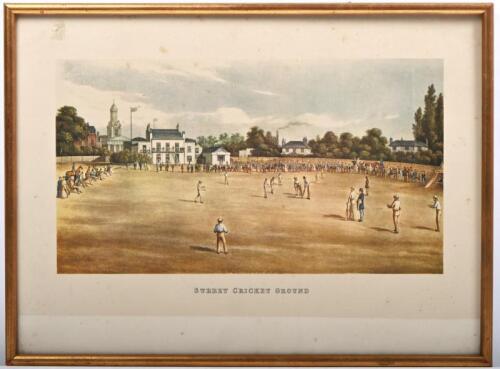 SURREY: A nice framed and glazed print of a illustration of Surrey Cricket Ground at Kennington Oval, London