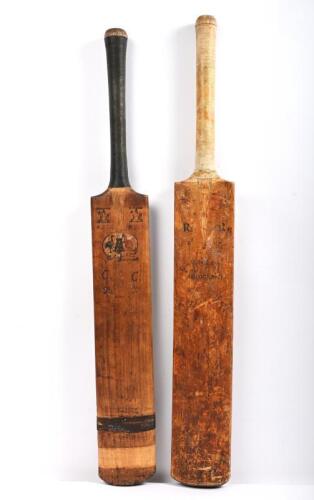 ARCHIE JACKSON: Two early wooden cricket bats including a Archie Jackson autograph model made by Stuart Surridge&nbsp;Limited London