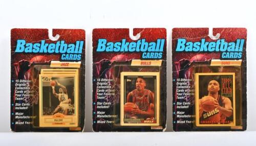 NBA CARDS: A collection of three sealed packs of NBA 'Megacards&nbsp;Inc'&nbsp; basketball cards