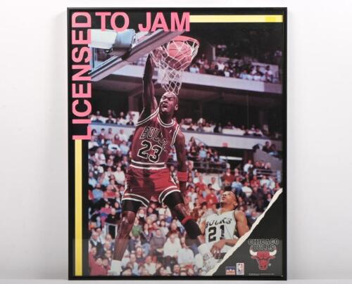 MICHAEL JORDAN: A official licensed NBA 'Starline' Chicago Bulls Michael Jordan poster. 'Licensed To Jam' framed and glazed&nbsp;