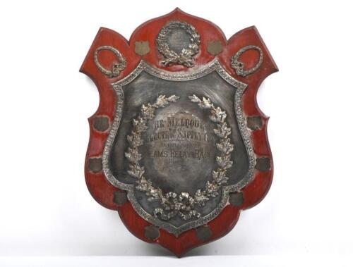 RELAY TROPHY: A vintage wood plaque trophy for 'The Melbourne Electric Supply Coy' - Annual Sports Teams Relay Race, 1915-1929