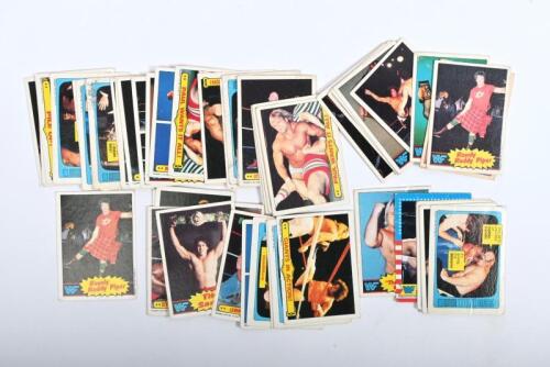 TRADING CARDS: A collection of various circa 1980s Wrestling Cards, including Hulk Hogan, Wendi Richter, Rowdy Roddy and more