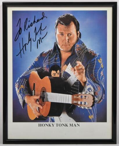 HONKY TONK MAN: A framed and glazed colour picture of 'The Honky Tonk Man' personally inscribed and signed