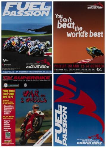 PHILLIP ISLAND: Four 2000s laminated posters for motor cycle races at Phillip Island, including Australian Motorcycle Grand Prix, each 60 x 42