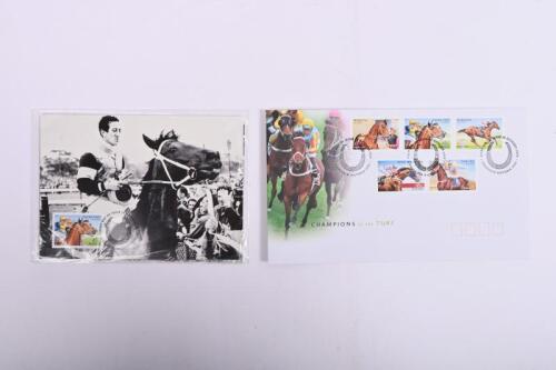 HORSE RACING: Two items related to Horse Racing including 'Champions of the Turf' first day cover 2002 and sealed 'Champions of the Turf' set of five Maxi cards.&nbsp;&nbsp;
