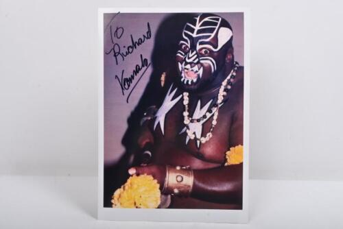 KAMALA: A colour photo of Kamala AKA&nbsp;"The Ugandan Giant" personally inscribed and signed by&nbsp;James Arthur Harris