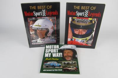 AUSTRALIAN MOTOR SPORT: Three hardcover books detailing Australian Motor Sport. Matt Philip signature