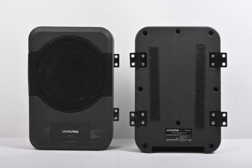 ALPINE SUBWOOFERS: Two ALPINE PWE 88 compact powered sub woofer sound boxes