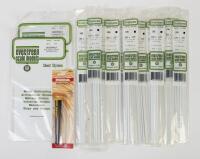 EVERGREEN: 14 NOS Evergreen Styrene Sheets & Strips & Knife
