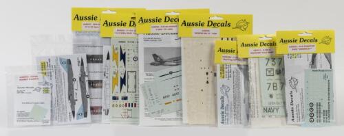 AUSSIE DECALS: 9 NOS Sealed Aussie Decals 1/72 Scale RAAF decals including F111C-G/Wessex/Hornet/Seahawk/Phantom/Caribou