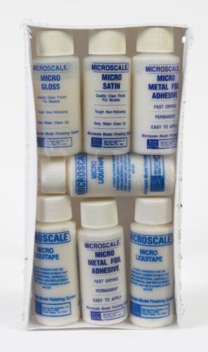 MICROSCALE: 7 NOS Unused Microscale Industries Products: Gloss-Satin Clear Finish/Foil-Liquitape Adhesive
