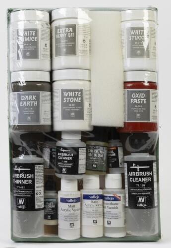 VALLEJO HOBBY PRODUCTS: 16 NOS Unused Vallejo Products: Thinner/Cleaner/Varnish/Matt-Crackle-Chipping-Decal Mediums/Pastes-Gels