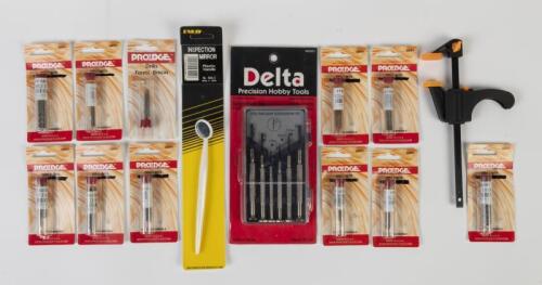 MODELLING TOOLS: NOS Various Modelling Tools: Screwdriver Set/Enkay Inspection Mirror/Clamp & 11 packets Asst. Proedge Drill Bits