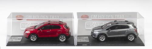 HOLDEN: 2 NOS 1:43 scale Trax Holden Trax SUV die-cast models in Satin Steel Grey & Velvet Red