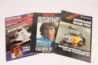 AUSTRALIAN GRAND PRIX: Three editions of 'Australian Grand Prix'. Alan Jones and Jacques Laffitte signatures