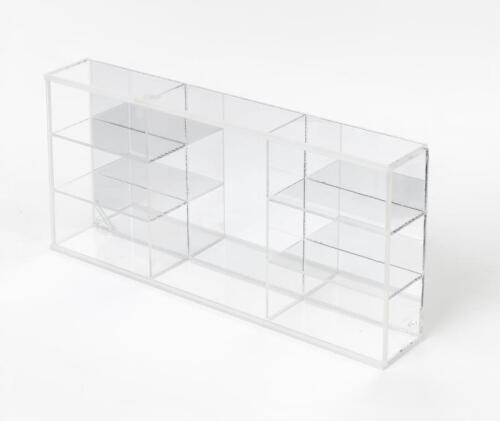 DISPLAY CASE: A NOS Acrylic Display Case with mirrored back, acrylic shelves & acrylic sliding cover to hold seven 1:43 scale cars