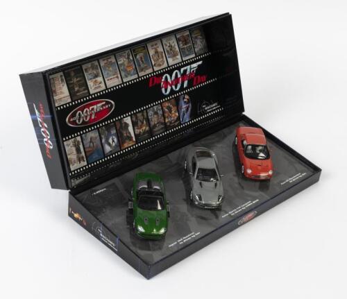 THE 007 BOND COLLECTION: A NOS 1:43 scale Minichamps 007 Bond Collection "Die Another Day" 3 vehicle set: Aston Martin Vanquish, Ford Thunderbird & Jaguar XKR Roadster die-cast models