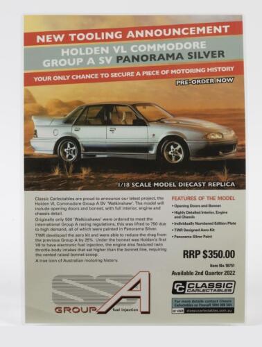 HOLDEN: A NOS Holden VL Commodore Group A Laminated Poster A4 size