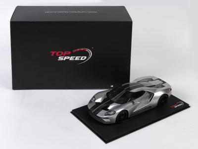 FORD: A NOS 1:18 scale Top Speed Ford 2015 GT Ingot Silver with black stripes model