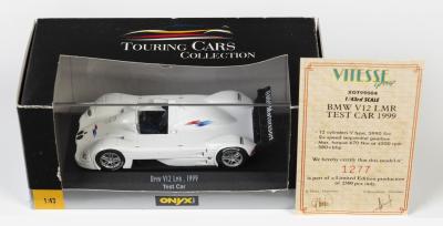 BMW: A NOS 1:43 scale Onyx models BMW V12 LMR 1999 Test Car die-cast model with numbered Certificate