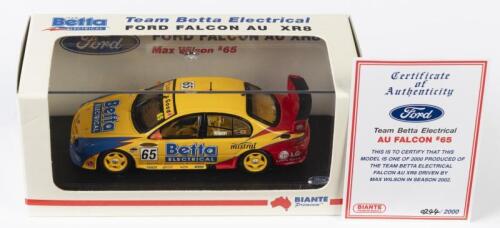 FORD: A NOS 1:43 scale Biante Ford AU XR8 Falcon #65 2002 Max Wilson die-cast model with numbered Certificate of Authenticity