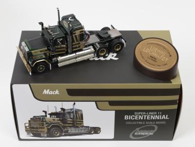 MACK: A NOS 1:50 scale Drake Collectibles Mack Superliner Bicentennial "Ludwig Leichhardt" die-cast model Limited Edition number 012 of 999 with opening doors, tilting cab & Commemorative Plaque