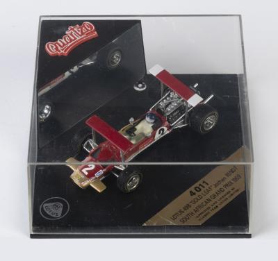 LOTUS: A NOS 1:43 scale Quartzo Lotus Cosworth Ford 49B Grand Prix of South Africa 1969 #2 Jochen Rindt die-cast model