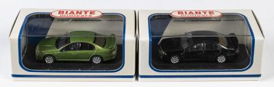 FORD: 2 NOS 1:64 scale Biante Ford BA FPV Falcon GT-P Sedans Envi Green & Silhouette Black die-cast models