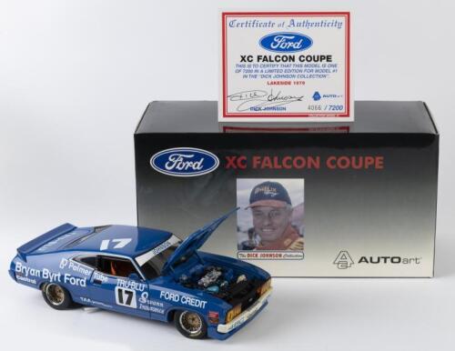 FORD: A NOS 1:18 scale Autoart Ford Falcon XC Coupe #17 Dick Johnson 1979 Lakeside Raceway "Bryan Byrt Ford" die-cast model with signed numbered certificate of Authenticity and opening bonnet, doors & boot
