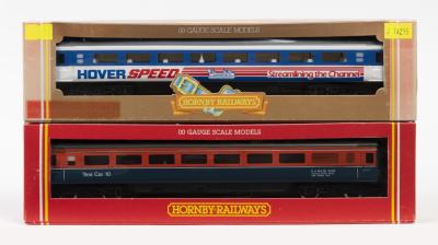 HORNBY: 2 NOS Hornby OO scale Mk 3 Coaches "Hoverspeed" (faded box) & "Test Coach #10"