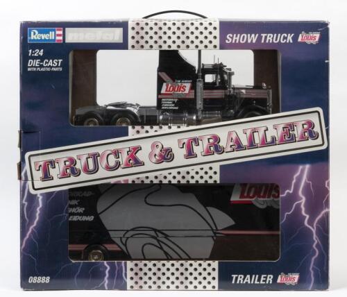 PETERBILT: A NOS 1:24 scale Revell Peterbilt "Louis Fun Company" Show Truck with Trailer die-cast/plastic parts assembled model