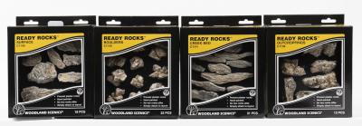 READY ROCKS: 4 Packets NOS Woodland Scenics precast & colored plaster rocks