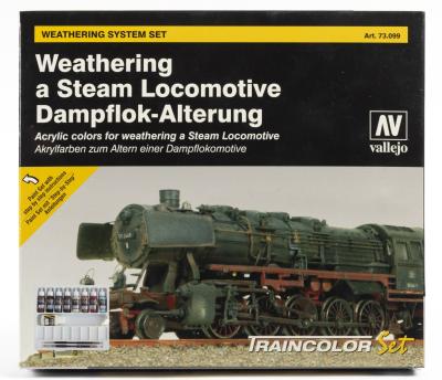 VALLEJO: A NOS sealed Vallejo Paint & Brushes Traincolor Set for Weathering Steam Locomotives