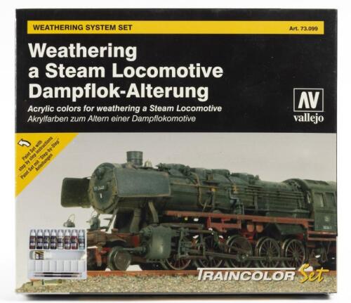 VALLEJO: A NOS sealed Vallejo Paint & Brushes Traincolor Set for Weathering Steam Locomotives