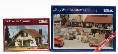 BUILDING KITS: 2 NOS Pola HO scale sealed building kits Materials Store & Bakery