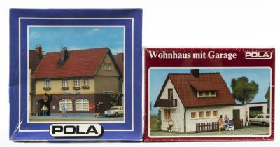 BUILDING KITS: 2 NOS Pola HO scale sealed building kits Guesthouse & House with Garage